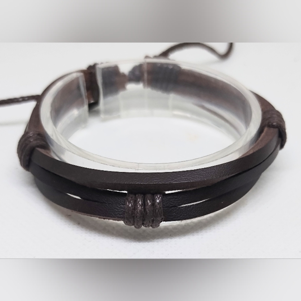 Men's Bracelet Leather Layered Brown new f36